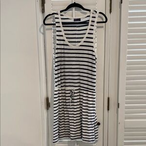 Blue and White Sleeveless Scoop Neck Tank Top